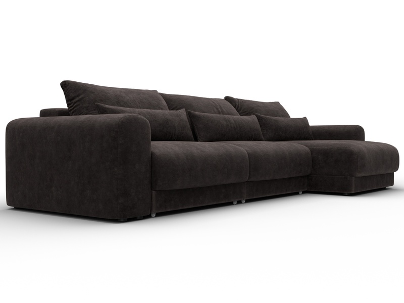 Диван угловой Лига-056 НПБ Лонг угол универсальный, Велюр, BRUT 17 коричневый