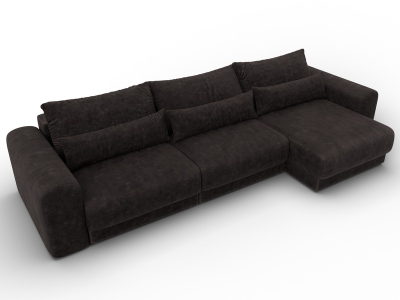 Диван угловой Лига-056 НПБ Лонг угол универсальный, Велюр, BRUT 17 коричневый
