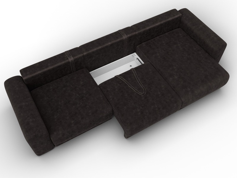 Диван угловой Лига-056 НПБ Лонг угол универсальный, Велюр, BRUT 17 коричневый