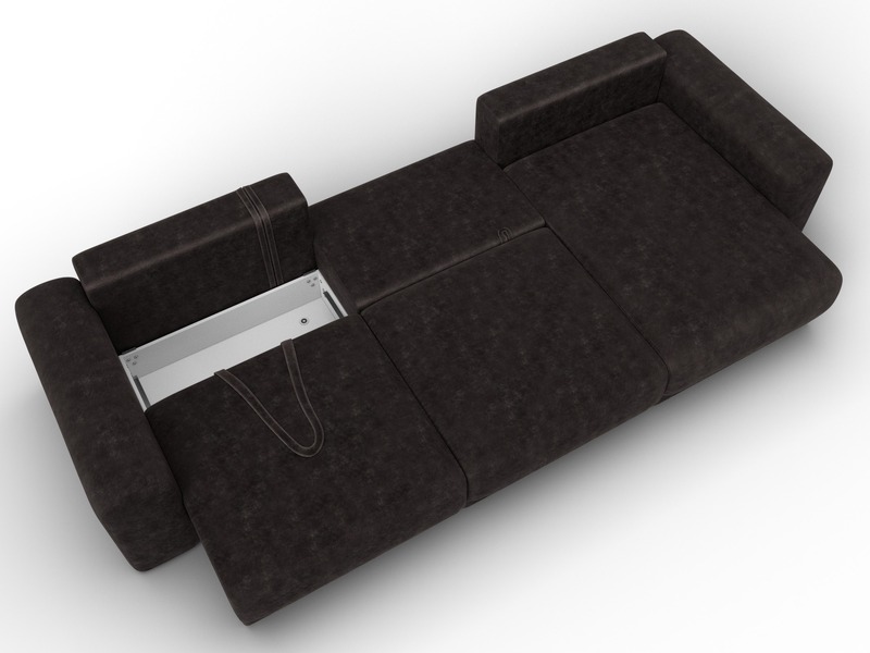 Диван угловой Лига-056 НПБ Лонг угол универсальный, Велюр, BRUT 17 коричневый