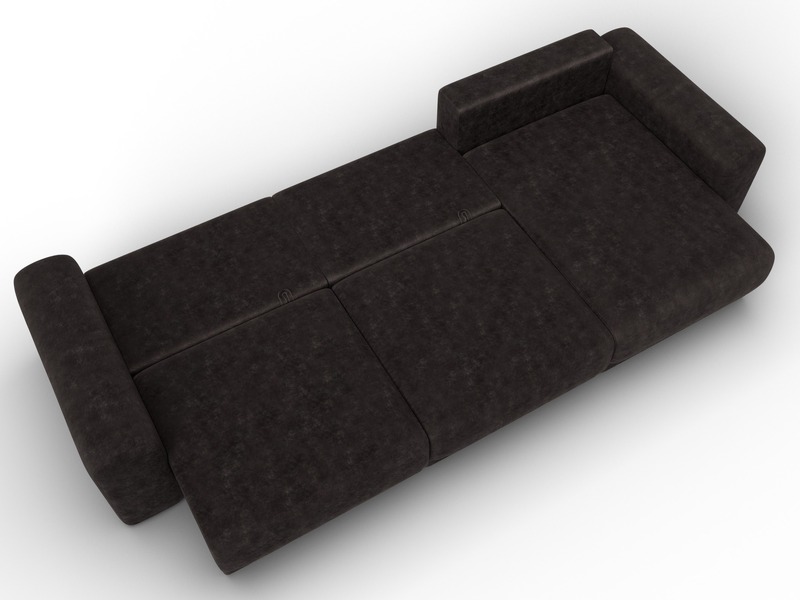 Диван угловой Лига-056 НПБ Лонг угол универсальный, Велюр, BRUT 17 коричневый