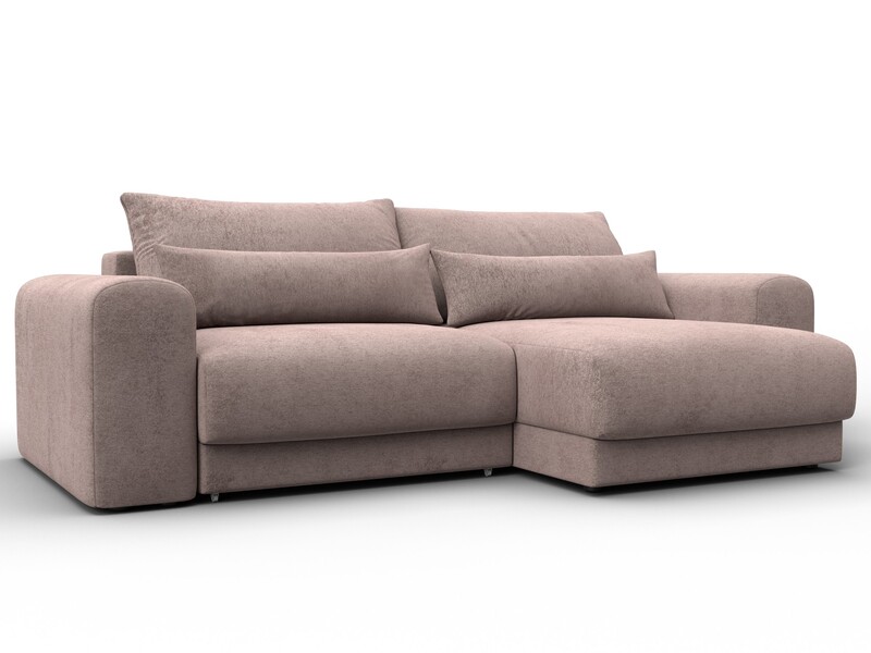 Диван угловой Лига-056 НПБ угол универсальный, Велюр, TOWER 05 бежевый