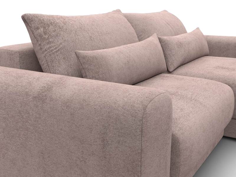 Диван угловой Лига-056 НПБ угол универсальный, Велюр, TOWER 05 бежевый