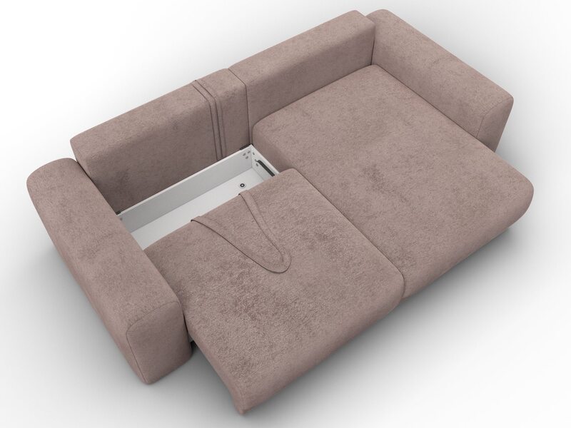 Диван угловой Лига-056 НПБ угол универсальный, Велюр, TOWER 05 бежевый