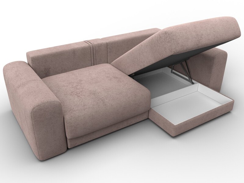 Диван угловой Лига-056 НПБ угол универсальный, Велюр, TOWER 05 бежевый