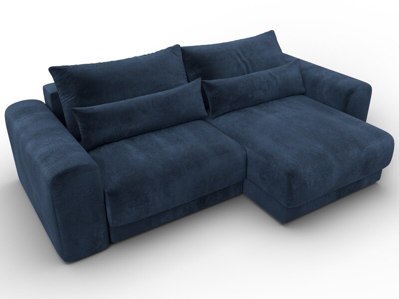 Диван угловой Лига-056 НПБ угол универсальный, Велюр, TOWER 13 синий