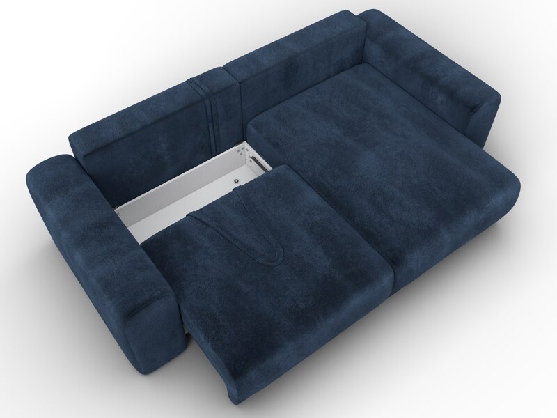 Диван угловой Лига-056 НПБ угол универсальный, Велюр, TOWER 13 синий