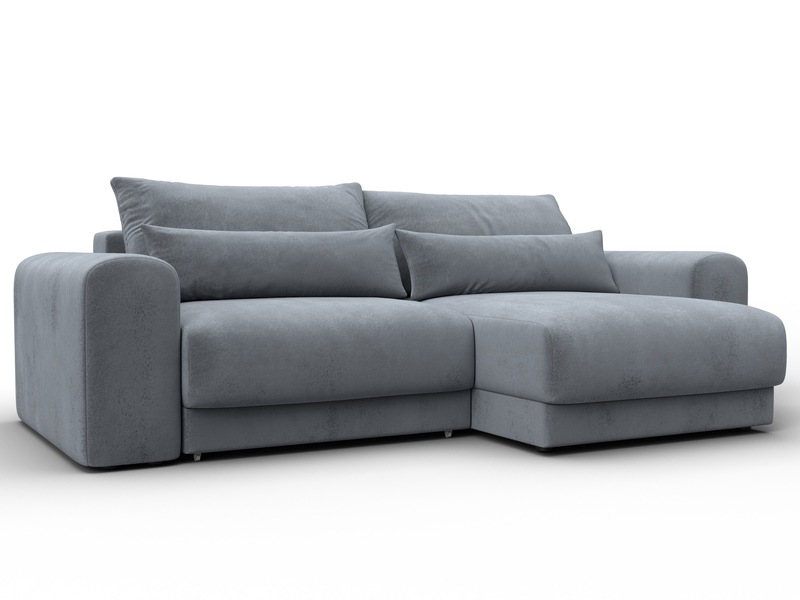 Диван угловой Лига-056 НПБ угол универсальный, Велюр, TOWER 10 серый