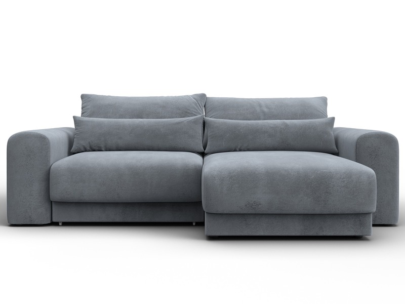 Диван угловой Лига-056 НПБ угол универсальный, Велюр, TOWER 10 серый