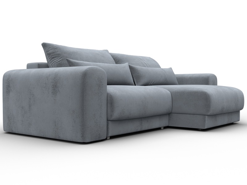 Диван угловой Лига-056 НПБ угол универсальный, Велюр, TOWER 10 серый