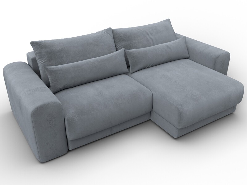 Диван угловой Лига-056 НПБ угол универсальный, Велюр, TOWER 10 серый