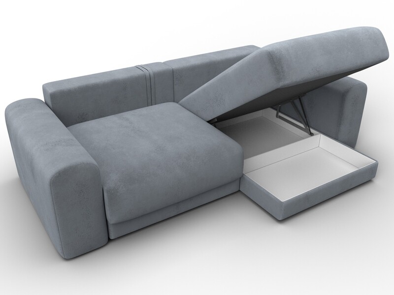 Диван угловой Лига-056 НПБ угол универсальный, Велюр, TOWER 10 серый