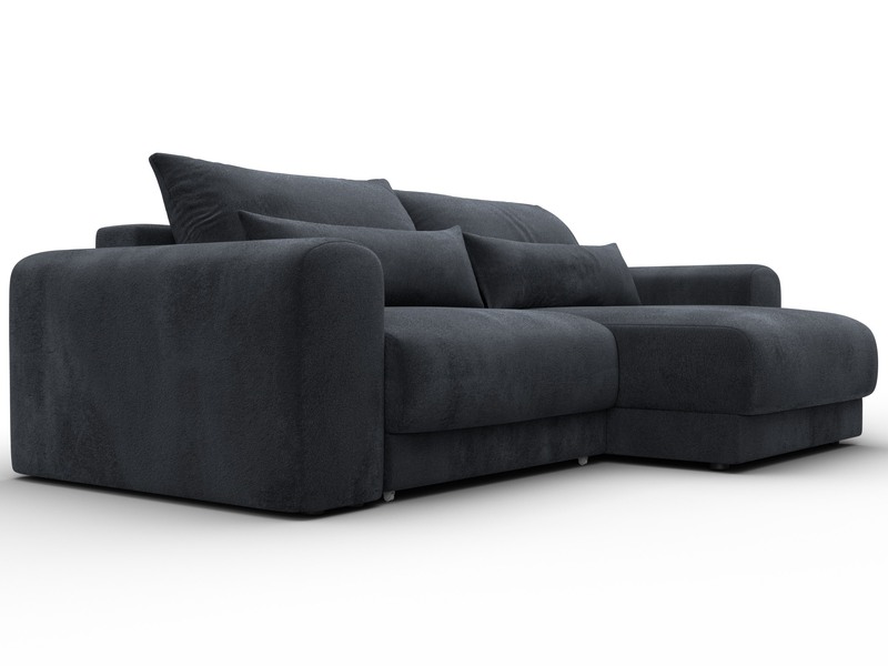 Диван угловой Лига-056 НПБ угол универсальный, Велюр, TOWER 11 темно-серый