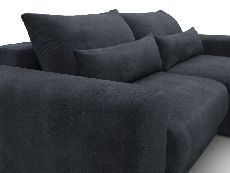 Диван угловой Лига-056 НПБ угол универсальный, Велюр, TOWER 11 темно-серый