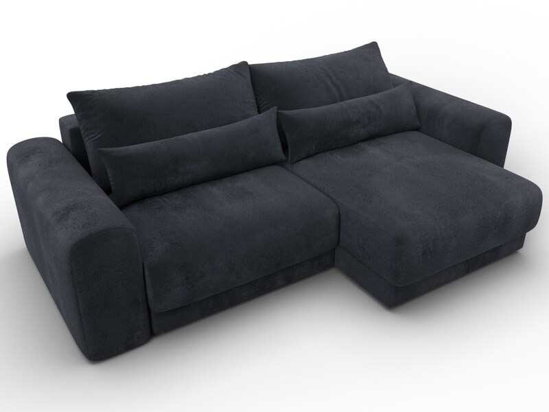 Диван угловой Лига-056 НПБ угол универсальный, Велюр, TOWER 11 темно-серый