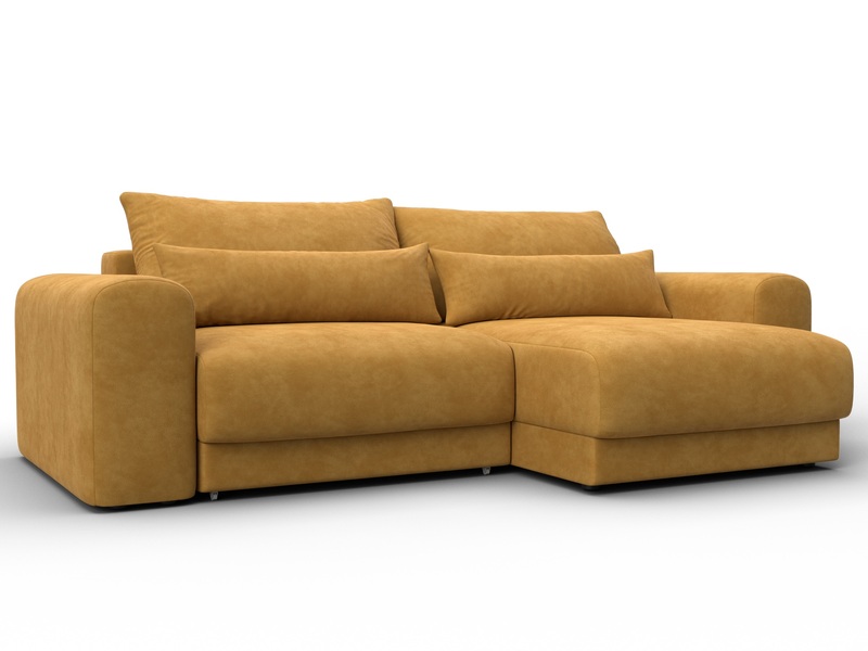 Диван угловой Лига-056 НПБ угол универсальный, Велюр, BRUT 10 желтый