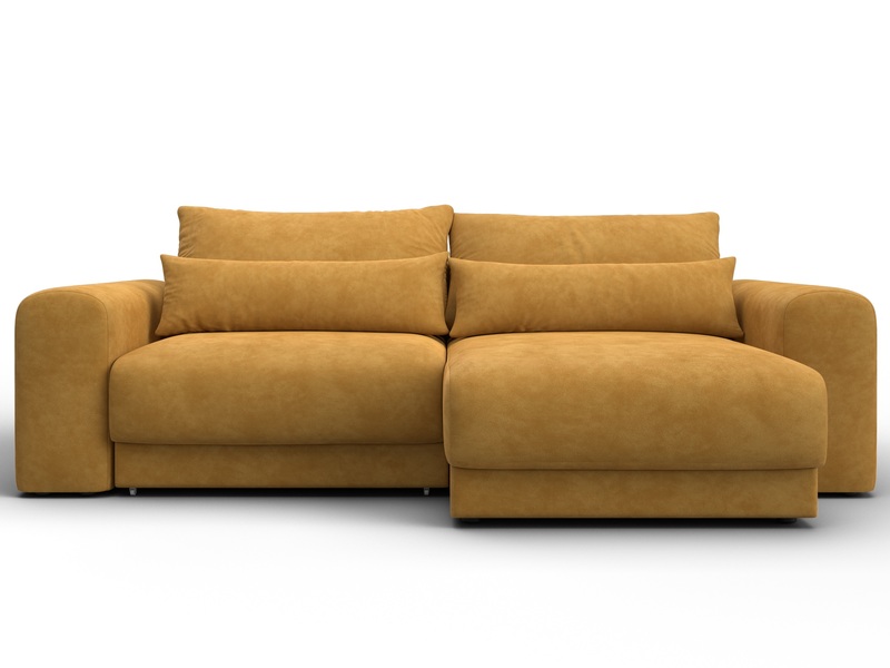 Диван угловой Лига-056 НПБ угол универсальный, Велюр, BRUT 10 желтый