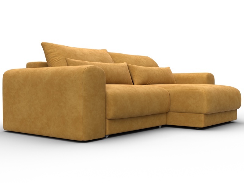Диван угловой Лига-056 НПБ угол универсальный, Велюр, BRUT 10 желтый