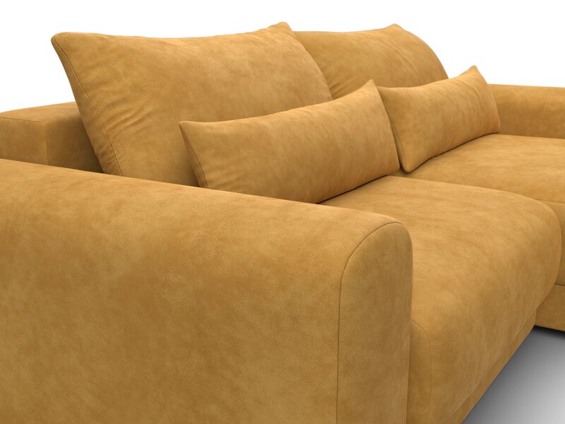 Диван угловой Лига-056 НПБ угол универсальный, Велюр, BRUT 10 желтый