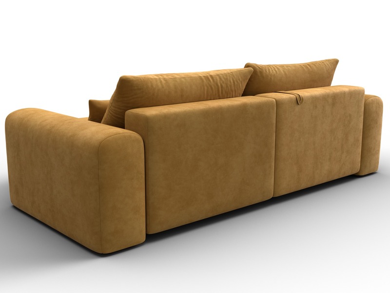 Диван угловой Лига-056 НПБ угол универсальный, Велюр, BRUT 10 желтый