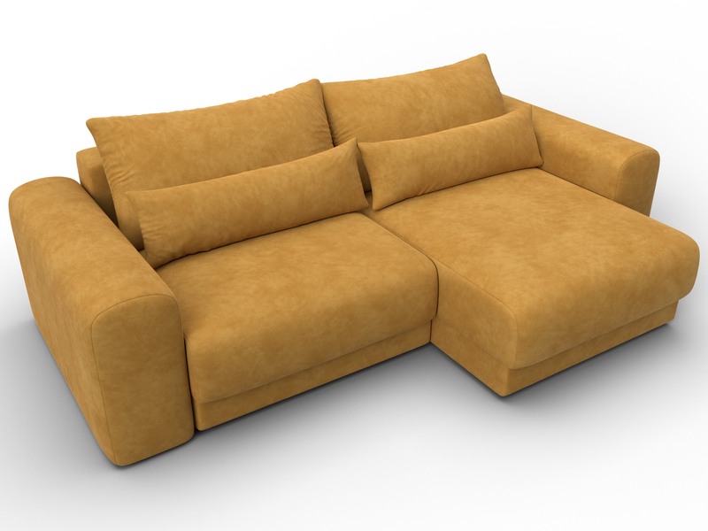 Диван угловой Лига-056 НПБ угол универсальный, Велюр, BRUT 10 желтый