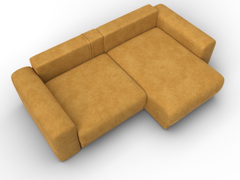 Диван угловой Лига-056 НПБ угол универсальный, Велюр, BRUT 10 желтый