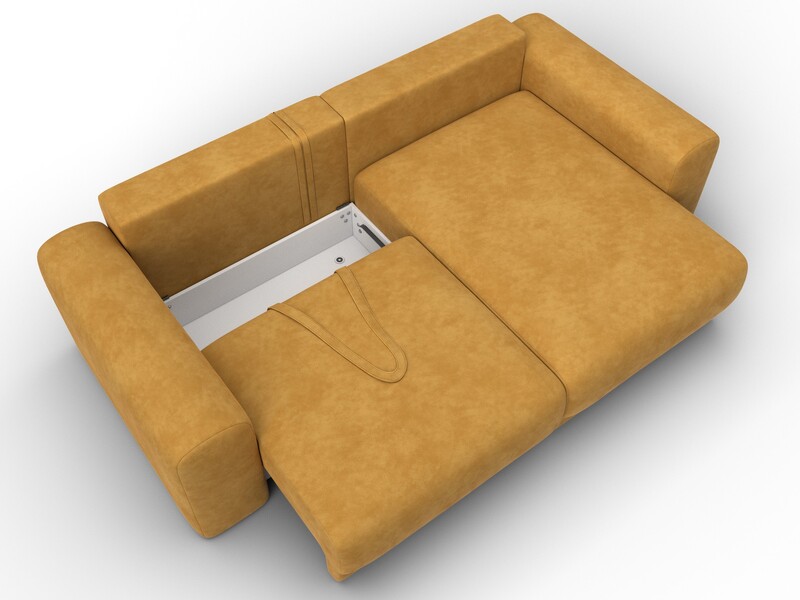 Диван угловой Лига-056 НПБ угол универсальный, Велюр, BRUT 10 желтый