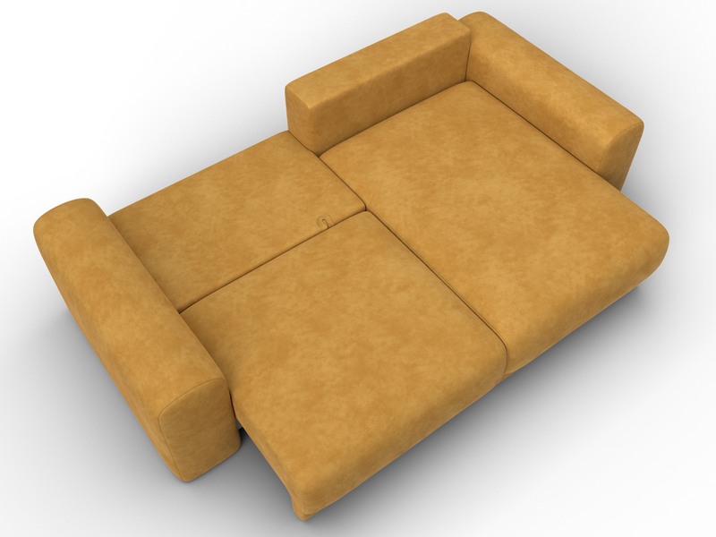 Диван угловой Лига-056 НПБ угол универсальный, Велюр, BRUT 10 желтый