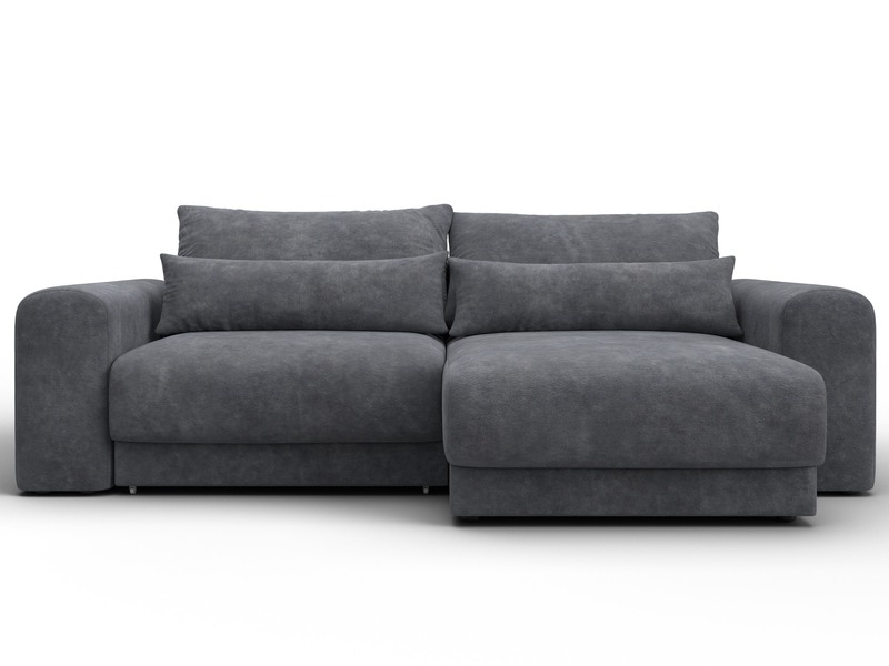 Диван угловой Лига-056 НПБ угол универсальный, Велюр, BRUT 16 темно-серый