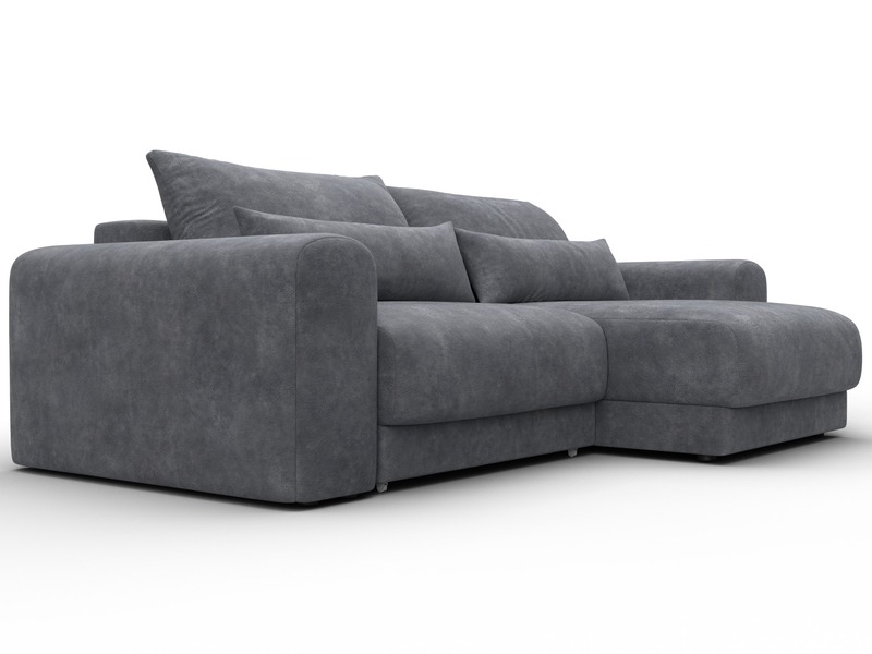 Диван угловой Лига-056 НПБ угол универсальный, Велюр, BRUT 16 темно-серый