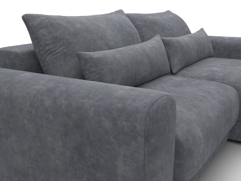 Диван угловой Лига-056 НПБ угол универсальный, Велюр, BRUT 16 темно-серый