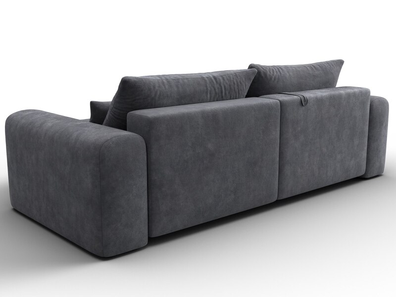 Диван угловой Лига-056 НПБ угол универсальный, Велюр, BRUT 16 темно-серый