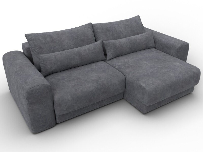 Диван угловой Лига-056 НПБ угол универсальный, Велюр, BRUT 16 темно-серый