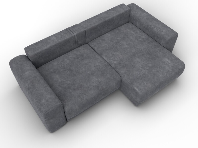 Диван угловой Лига-056 НПБ угол универсальный, Велюр, BRUT 16 темно-серый