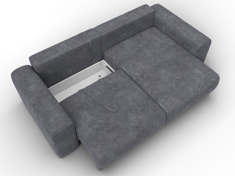 Диван угловой Лига-056 НПБ угол универсальный, Велюр, BRUT 16 темно-серый