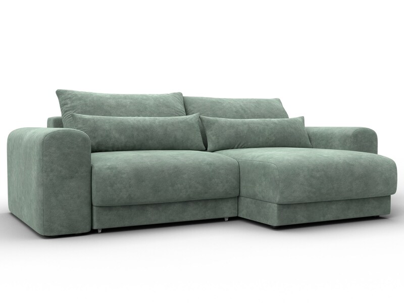 Диван угловой Лига-056 НПБ угол универсальный, Велюр, BRUT 08 зеленый