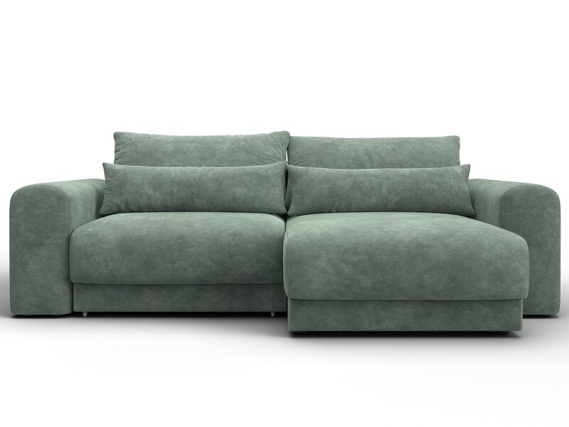 Диван угловой Лига-056 НПБ угол универсальный, Велюр, BRUT 08 зеленый