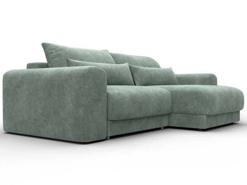 Диван угловой Лига-056 НПБ угол универсальный, Велюр, BRUT 08 зеленый