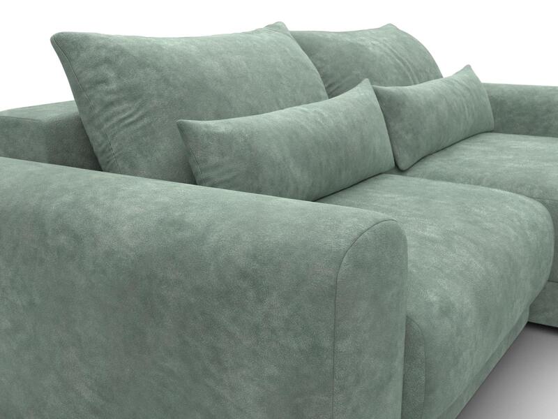 Диван угловой Лига-056 НПБ угол универсальный, Велюр, BRUT 08 зеленый