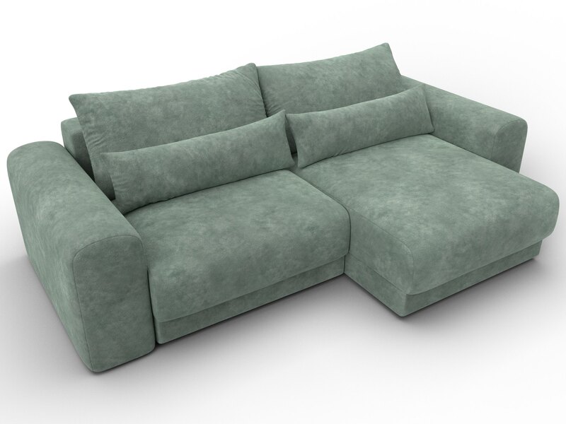 Диван угловой Лига-056 НПБ угол универсальный, Велюр, BRUT 08 зеленый