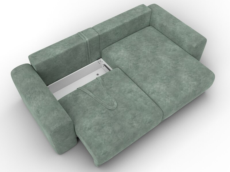 Диван угловой Лига-056 НПБ угол универсальный, Велюр, BRUT 08 зеленый
