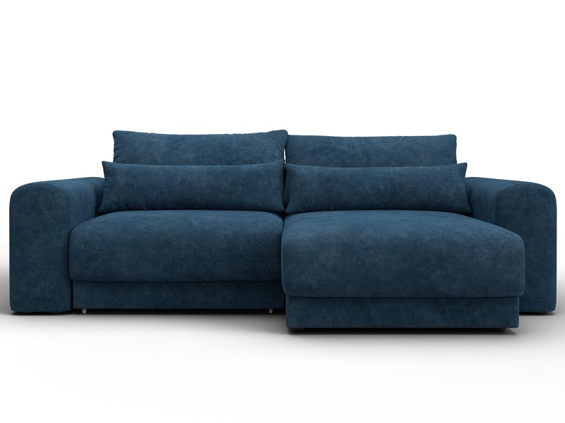 Диван угловой Лига-056 НПБ угол универсальный, Велюр, BRUT 11 синий