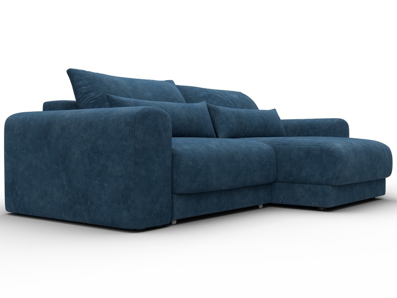 Диван угловой Лига-056 НПБ угол универсальный, Велюр, BRUT 11 синий