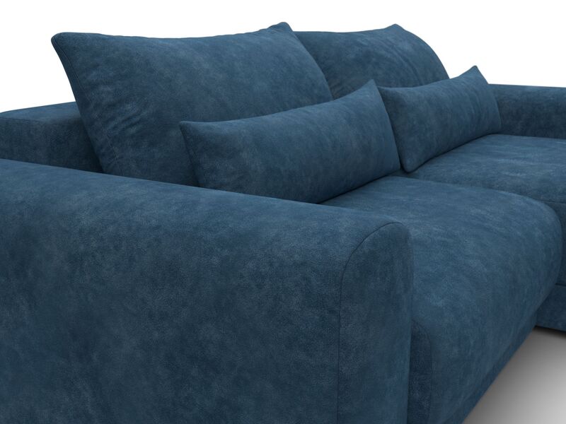 Диван угловой Лига-056 НПБ угол универсальный, Велюр, BRUT 11 синий