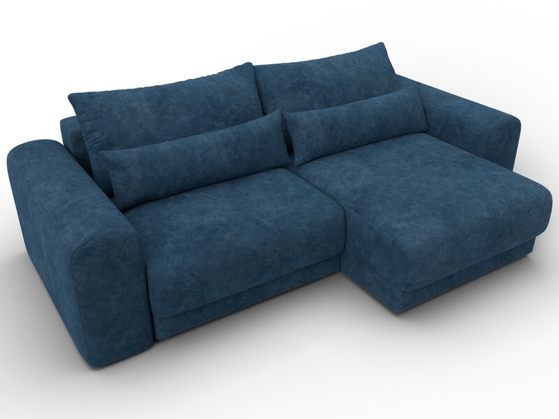 Диван угловой Лига-056 НПБ угол универсальный, Велюр, BRUT 11 синий