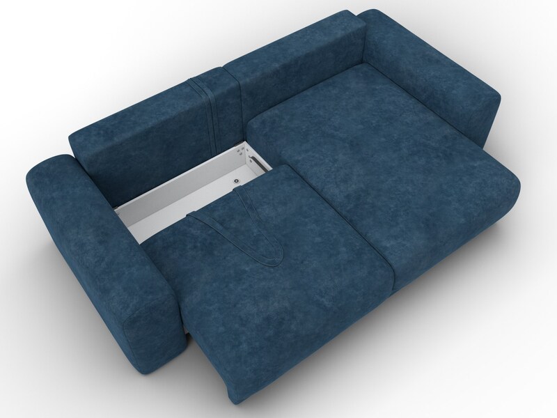 Диван угловой Лига-056 НПБ угол универсальный, Велюр, BRUT 11 синий