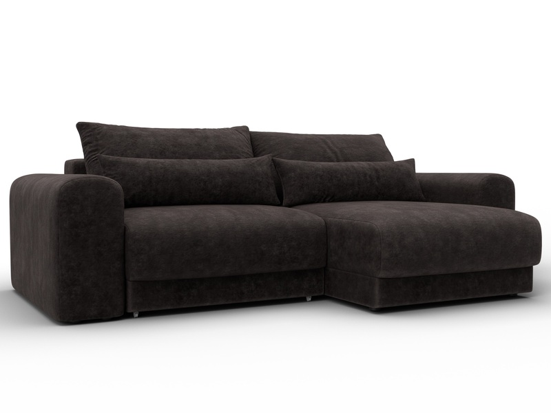 Диван угловой Лига-056 НПБ угол универсальный, Велюр, BRUT 17 коричневый