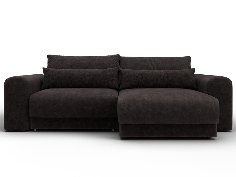 Диван угловой Лига-056 НПБ угол универсальный, Велюр, BRUT 17 коричневый