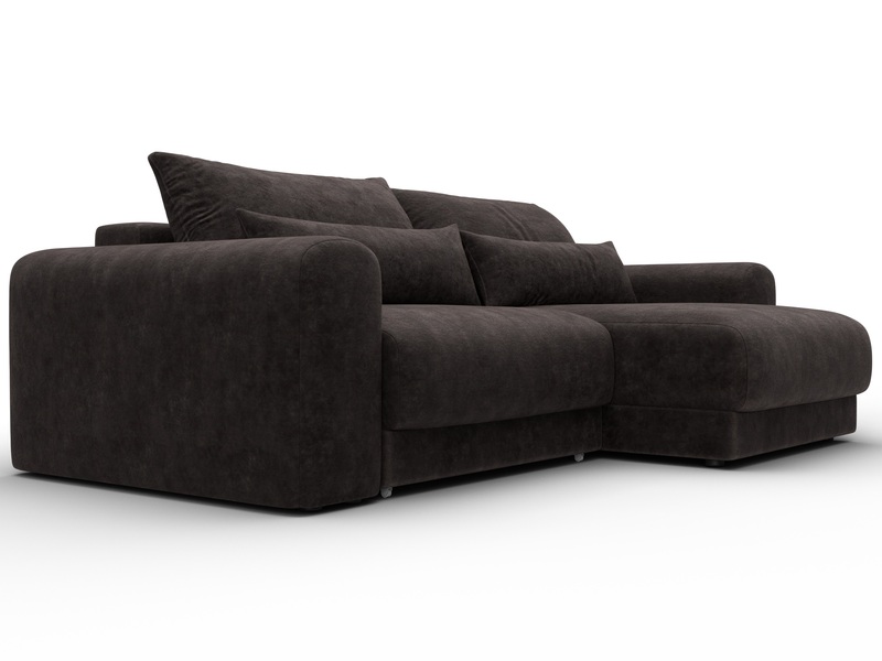 Диван угловой Лига-056 НПБ угол универсальный, Велюр, BRUT 17 коричневый