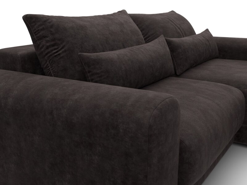 Диван угловой Лига-056 НПБ угол универсальный, Велюр, BRUT 17 коричневый